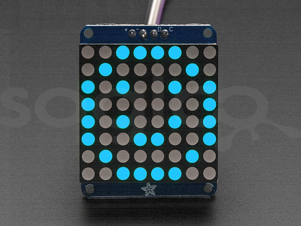 Small 8x8 LED w/I2C Backpack - Blue